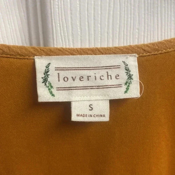 💕 2 For $10 Loveriche Ruffle Boutique Dress Mustard Color Size Small - Picture 2 of 3